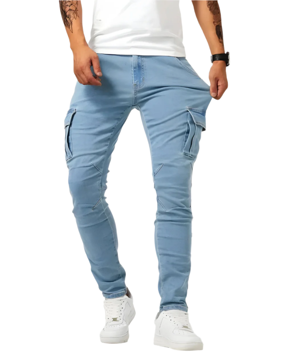 Marino - Pantalones Cargo Elásticos