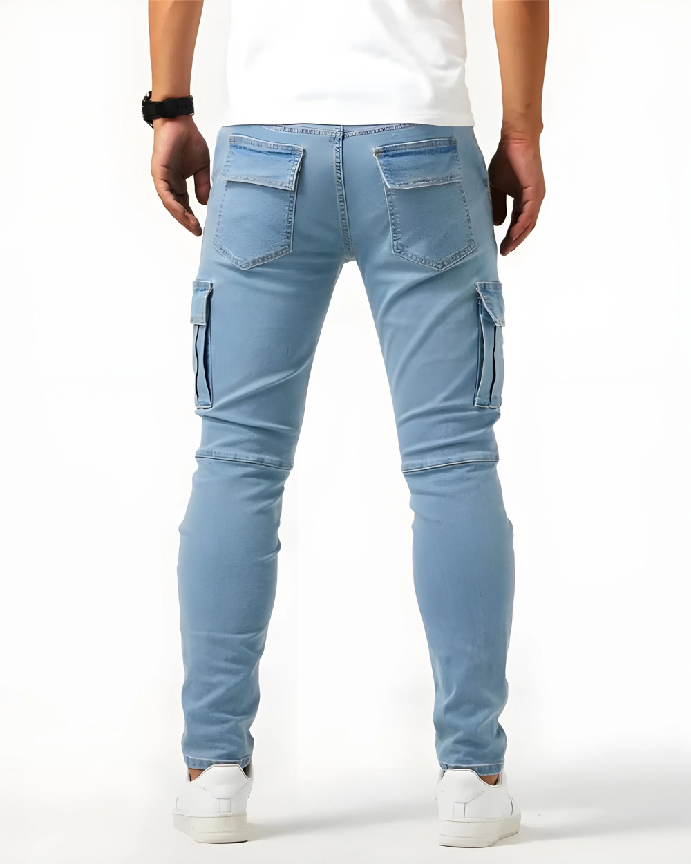 Marino - Pantalones Cargo Elásticos