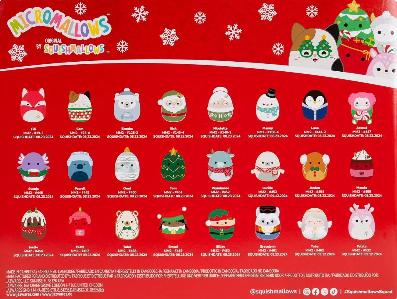 Calendario de Adviento Micromallow de Squishmallows