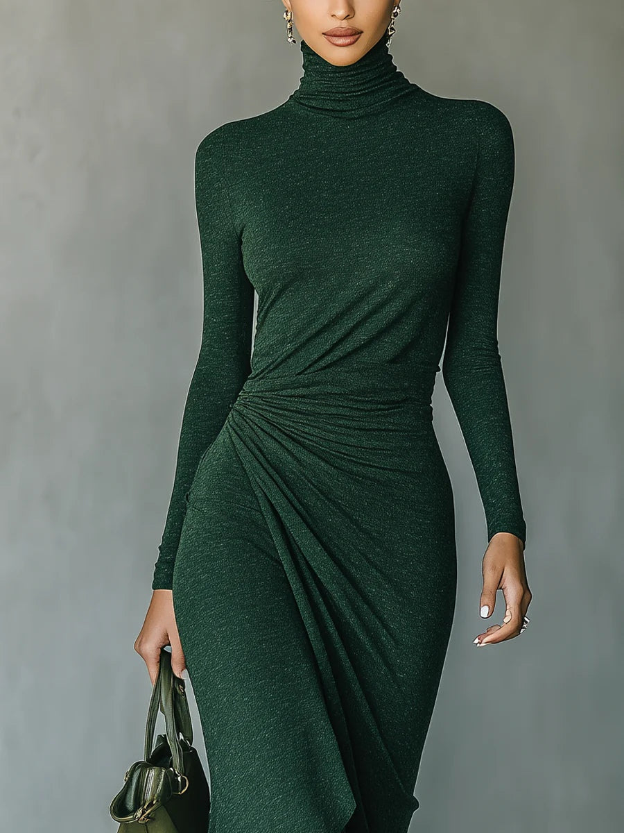 Marcella – Vestido Midi Asimétrico con Plisados