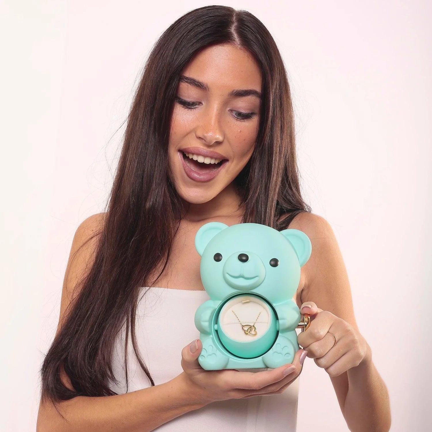 Oso de Rosas Eternas y Collar Personalizado