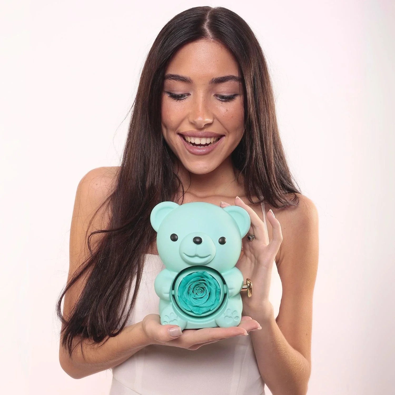 Oso de Rosas Eternas y Collar Personalizado