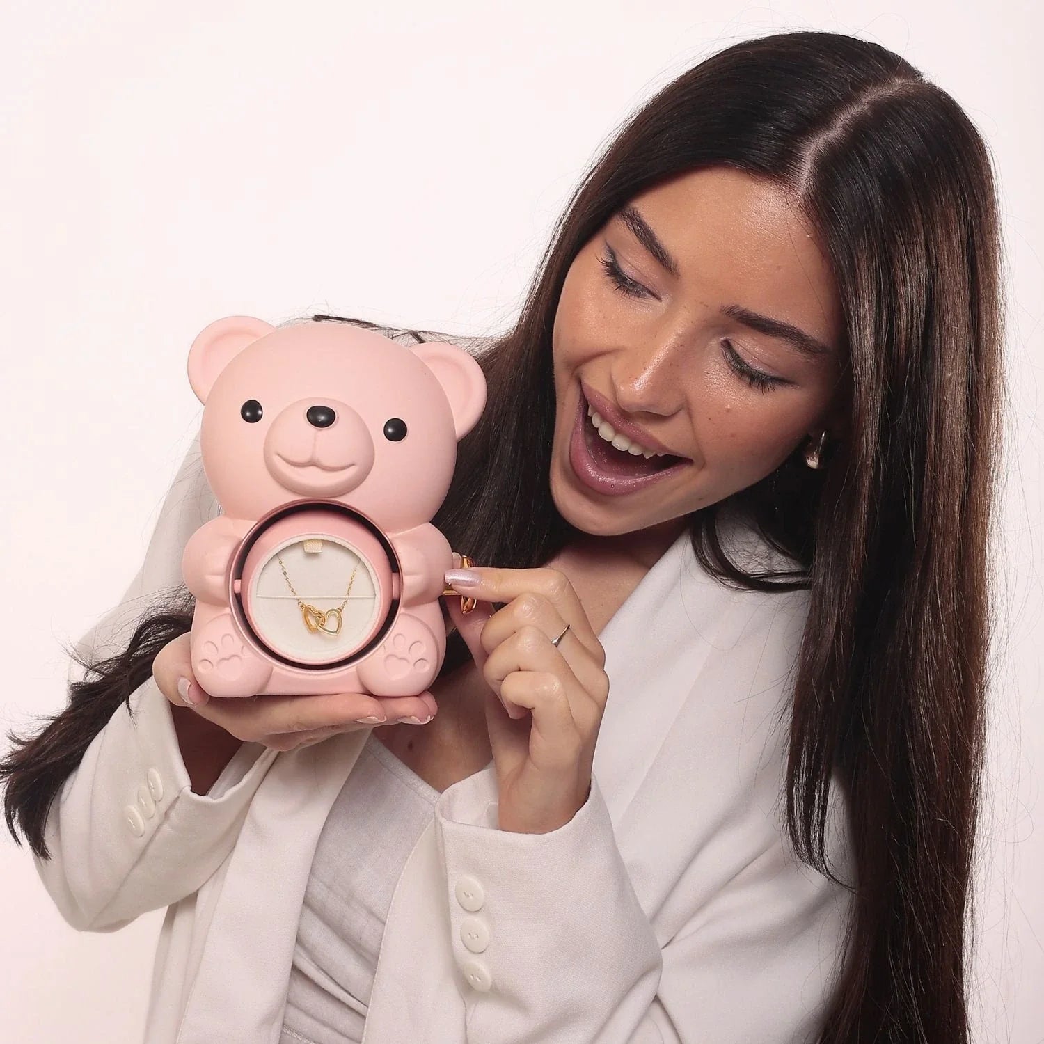 Oso de Rosas Eternas y Collar Personalizado