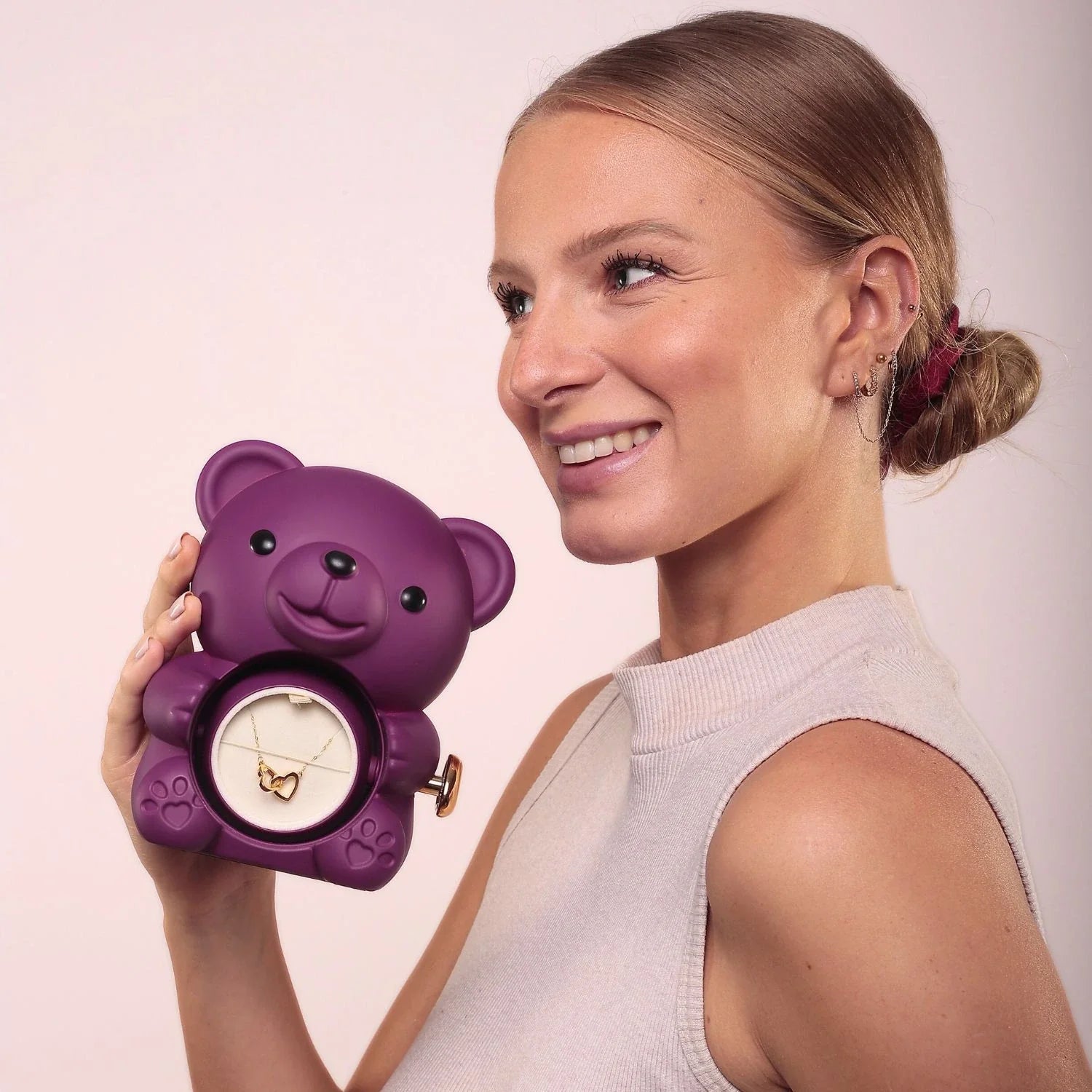 Oso de Rosas Eternas y Collar Personalizado