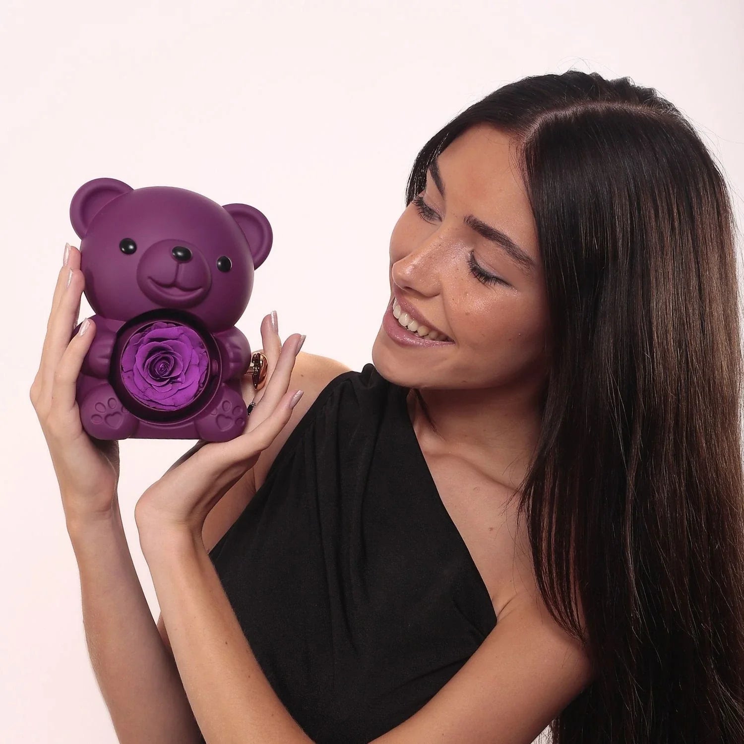 Oso de Rosas Eternas y Collar Personalizado