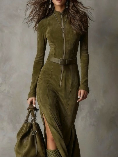 Alessia – Vestido Largo de Gamuza