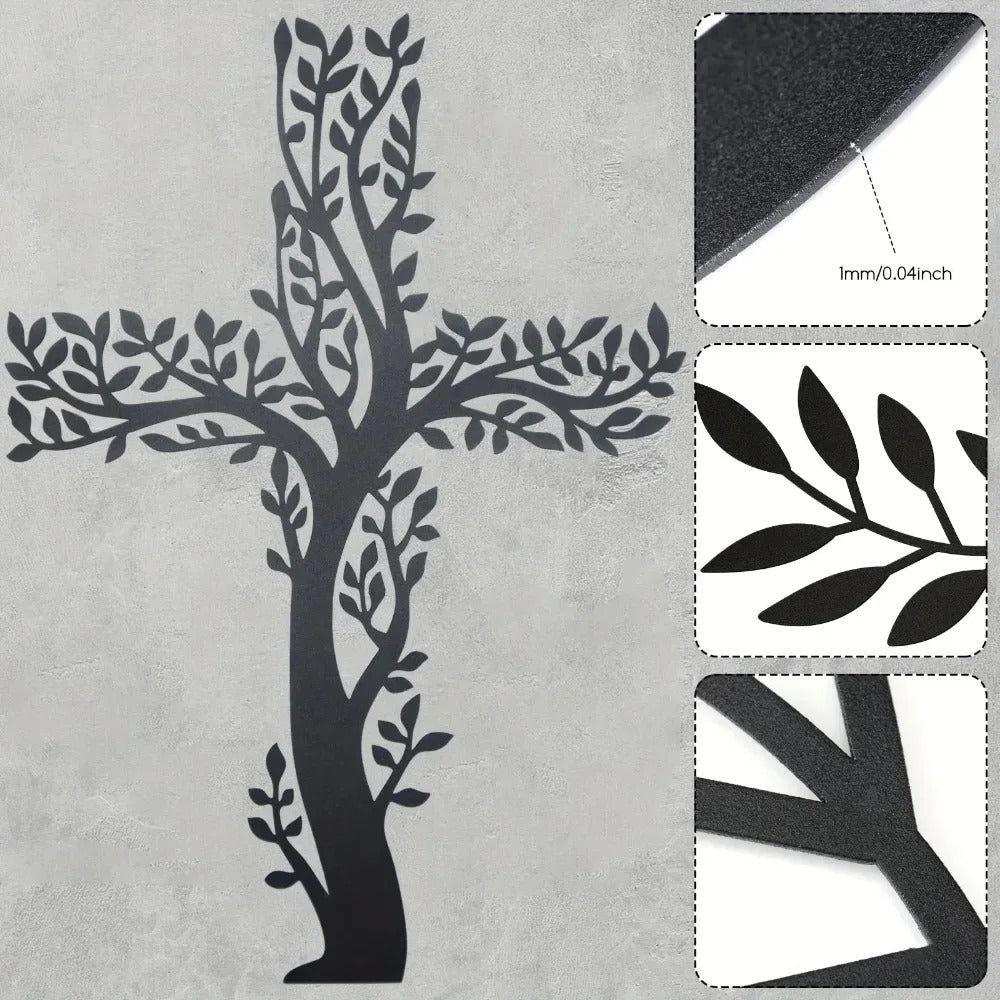 Tree Of Grace – Decoración de pared con cruz y árbol de metal