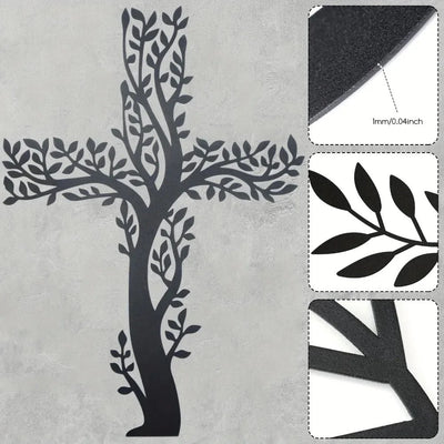 Tree Of Grace – Decoración de pared con cruz y árbol de metal