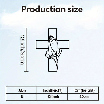 FaithHands – Cruz metálica de pared con manos en oración