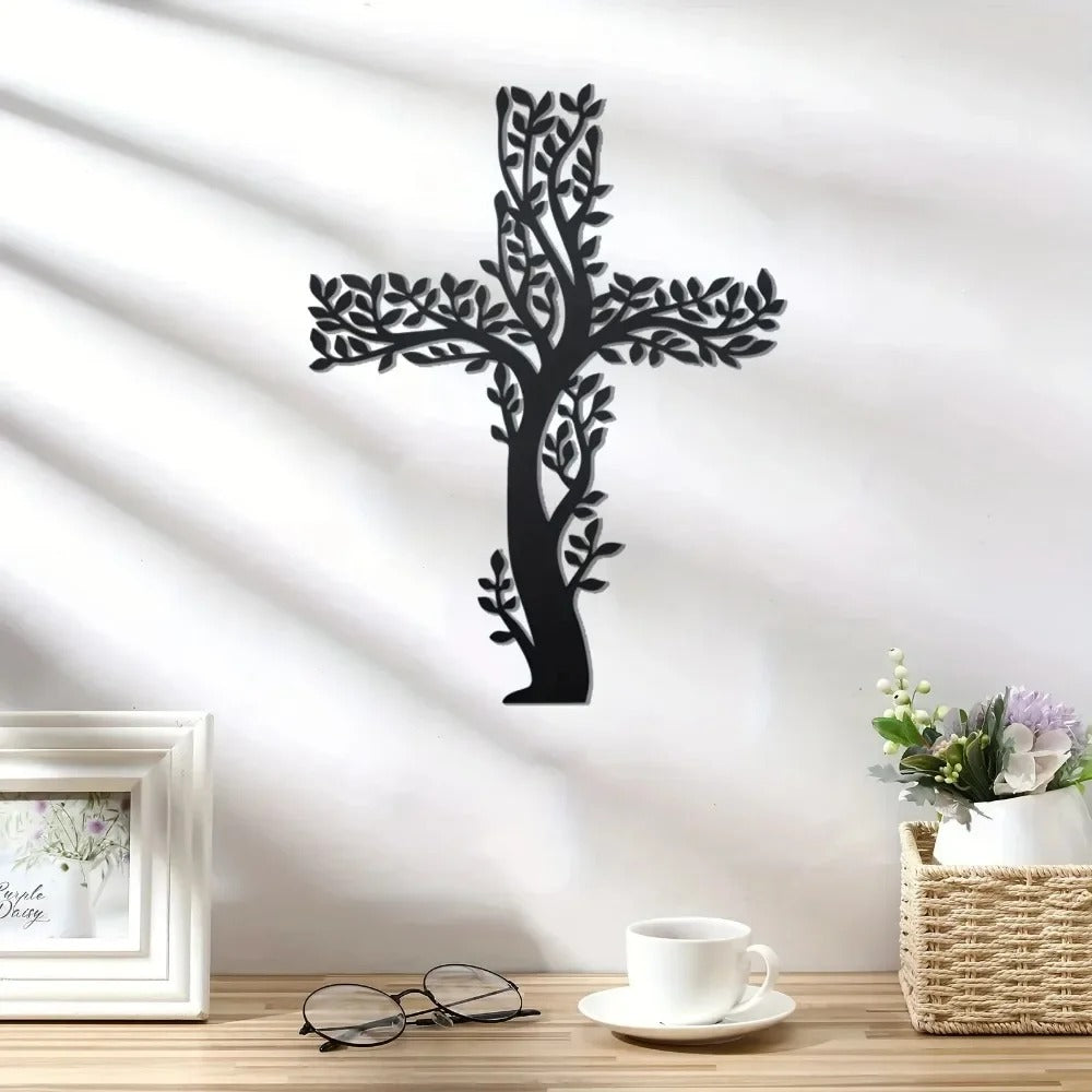 Tree Of Grace – Decoración de pared con cruz y árbol de metal