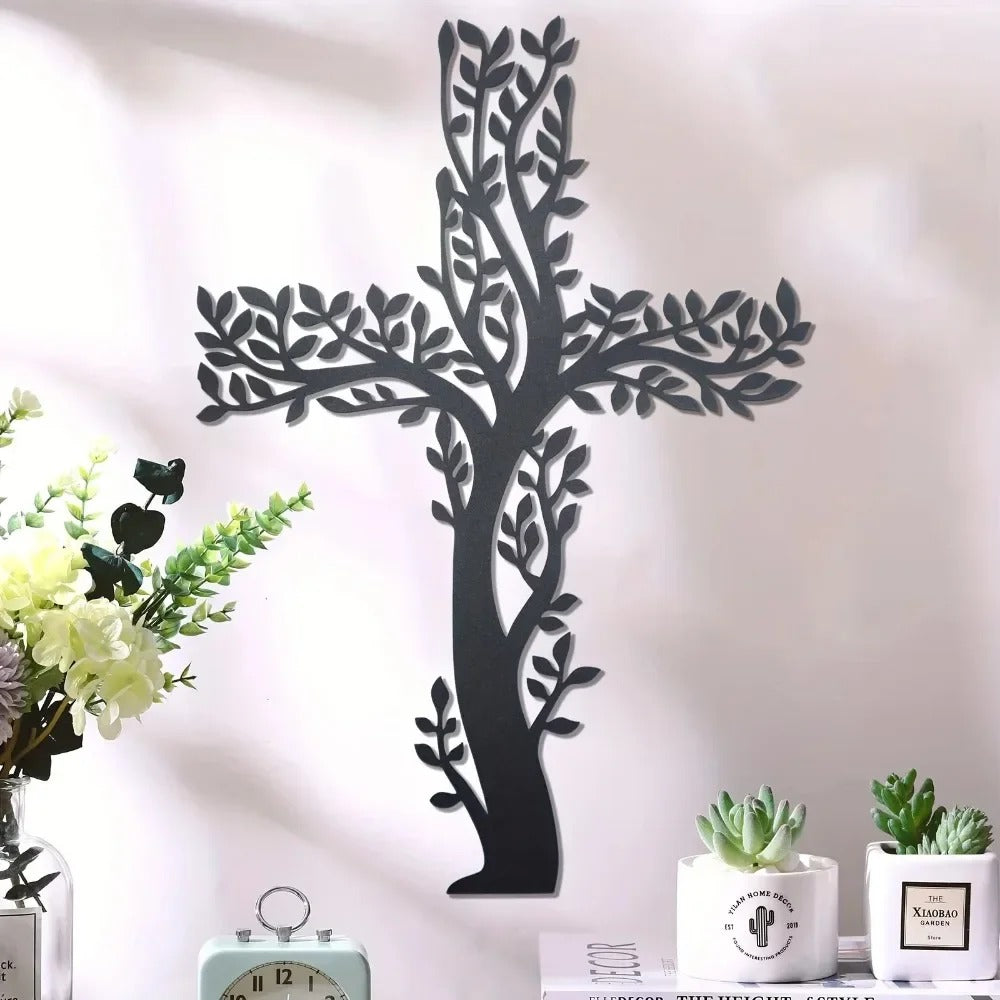 Tree Of Grace – Decoración de pared con cruz y árbol de metal